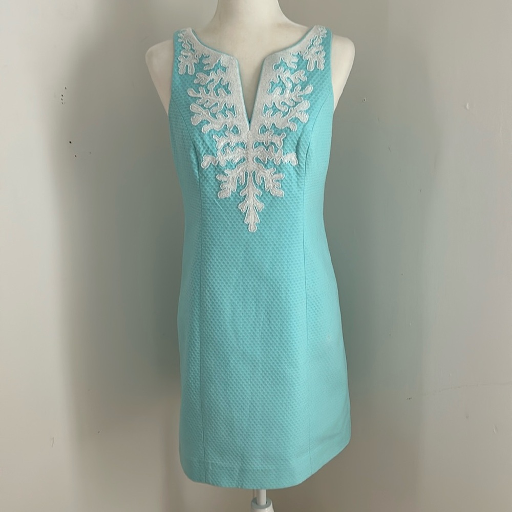 Lilly Pulitzer Turquoise Mini Dress with White Detailing